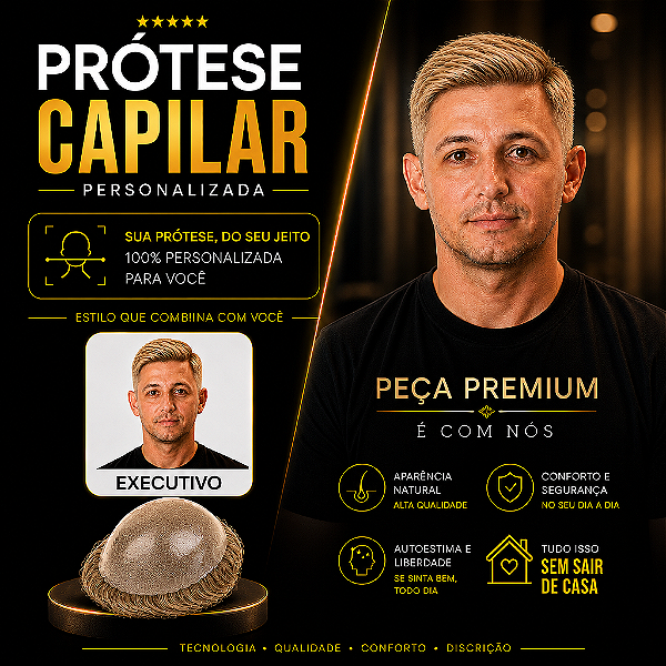Prótese Capilar Pronta Micropele Corte Executivo Loiros + Kit de Manutenção Grátis