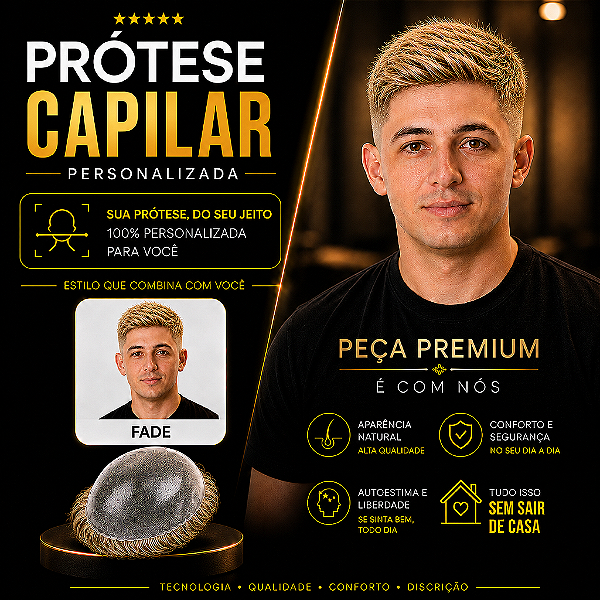 Prótese Capilar Pronta Micropele Corte Fade Loiros + Kit de Manutenção Grátis
