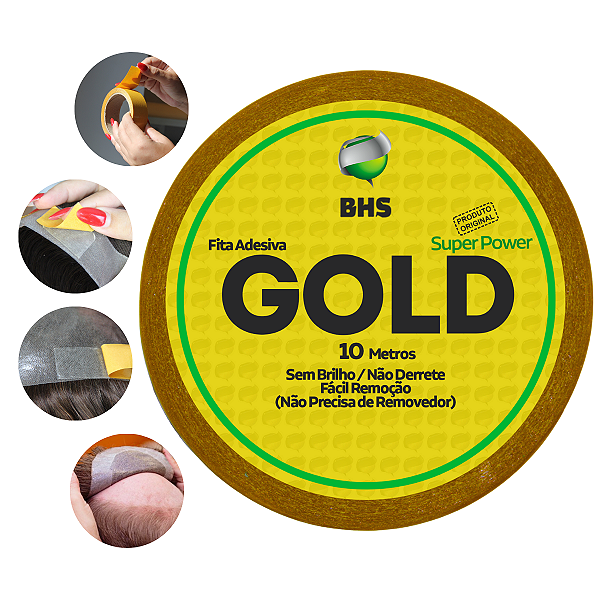 Fita Adesiva Gold Super Power 10 metros x 4,0 cm Para Prótese Capilar Original l Não Derrete