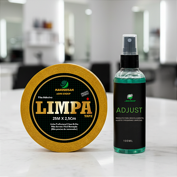 Kit Limpa Fácil - Fita Adesiva Limpa Tape 25m x 2,5cm + Adjust 100ml
