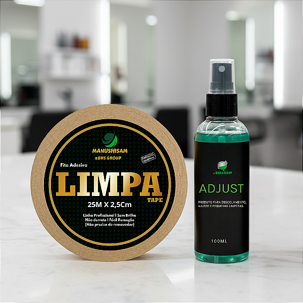 Kit Limpa Fácil - Fita Adesiva Limpa Tape 25m x 2,5cm + Adjust 100ml