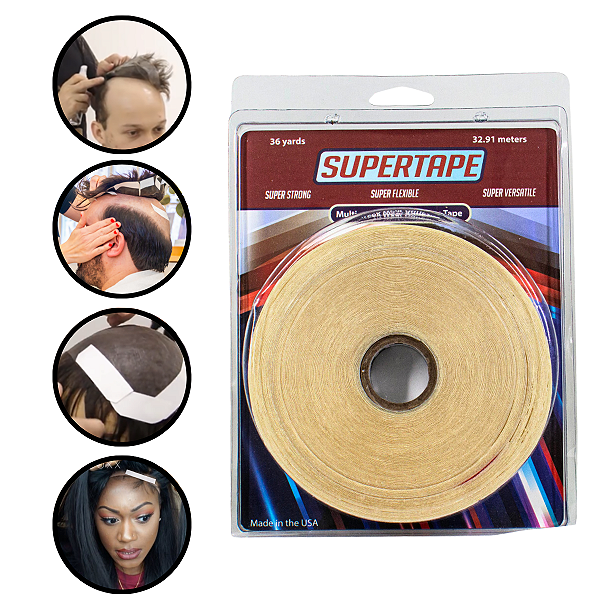 Fita Adesiva Super Tape 36 yards x 1.3 cm Prótese Capilar Peruca Mega Hair