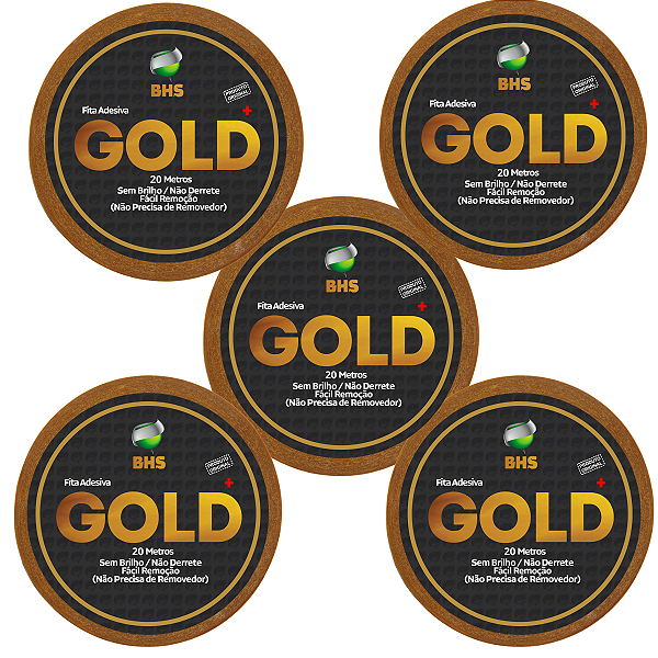 KIT - 5 Unidades Fitas Amarelas Adesivas Gold+ 20 Metros X 2.5 Cm