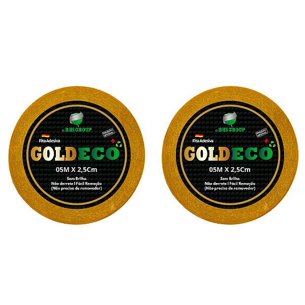 Kit - Fitas Amarelas Adesivas GOLD Eco + 5 metros x 2.5 cm 2 Unidades