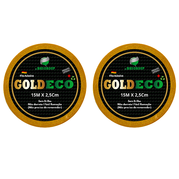 Kit - Fitas Amarelas Adesivas Gold Eco + 15 Metros X 2.5 cm 2 Unidades