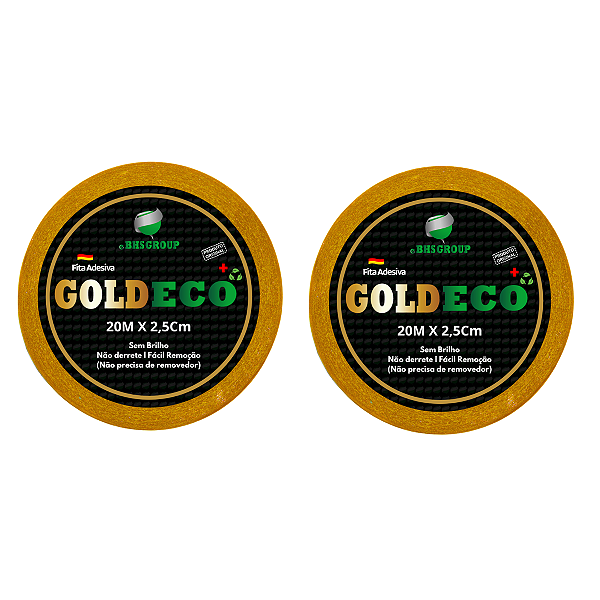 Kit - Fitas Amarelas Adesivas Gold Eco+ 20 Metros X 2.5 cm 2 Unidades
