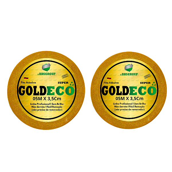 Kit - Fitas Amarelas Adesivas Gold Eco Super 5 Metros X 3.5 cm 2 Unidades
