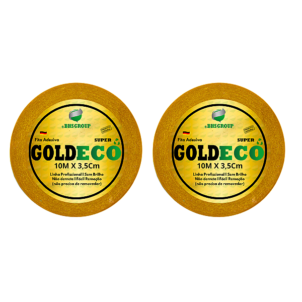 Kit - Fitas Amarelas Adesivas Gold Eco Super 10 Metros X 3.5 cm 2 Unidades