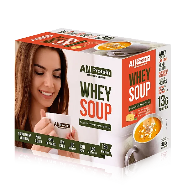 Whey Soup Queijo Tomate Manjericão Sopa Proteica 12 un 300g | All Protein