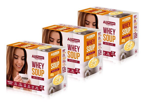 3 Caixas de Whey Soup Queijo All Protein 36 unidades de 25g - 900g