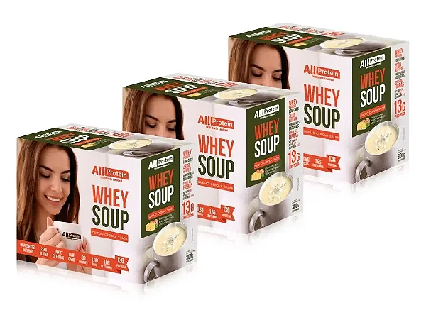 Whey Soup Queijo Cebola e Salsa Sopa Proteica 36 un 900g | All Protein