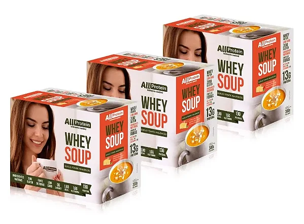 Whey Soup Queijo Tomate Manjericão Sopa Proteica 36 un 900g | All Protein