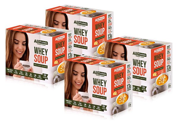 4 Caixas de Whey Soup Queijo, Tomate e Manjericão All Protein 48 unidades de 25g - 1200g