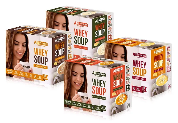 Sopa Fit e Caldo Proteico Whey Soup Combo 4 Caixas (48 saches) | All Protein