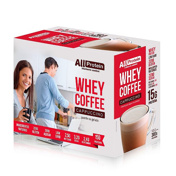 1 Caixa de Whey Coffee Zero Lactose Cappuccino All Protein - 12 unidades de 25g - 300g