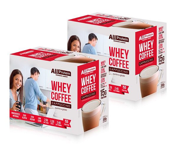 2 Caixas de Whey Coffee zero lactose Cappuccino All Protein - 24 unidades de 25g - 600g