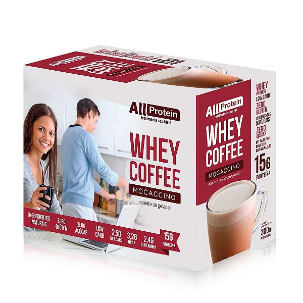 1 Caixa de Whey Coffee Zero Lactose Mocaccino All Protein - 12 unidades de 25g - 300g