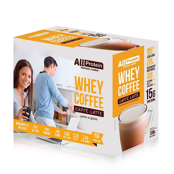 1 Caixa de Whey Coffee Zero Lactose Café Lattè All Protein - 12 unidades de 25g - 300g