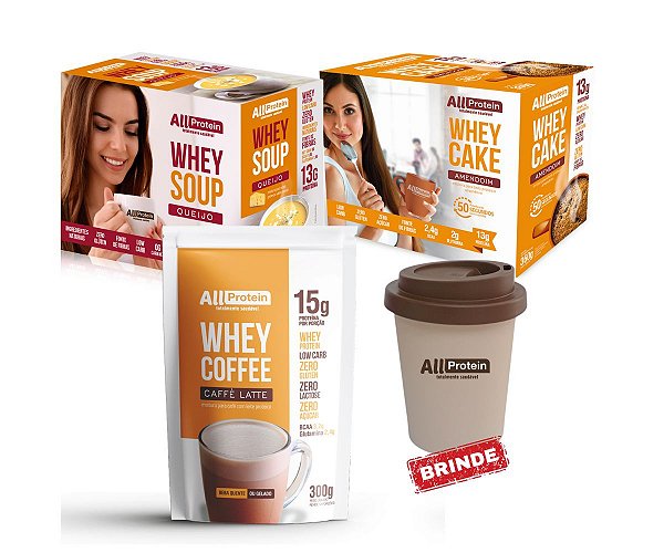 COMBO - 1 Caixa de Soup Queijo 300g + 1 Caixa de Cake Amendoim 360g + 1 Pacote de Coffee zero lactose Cafe Latte 300g
