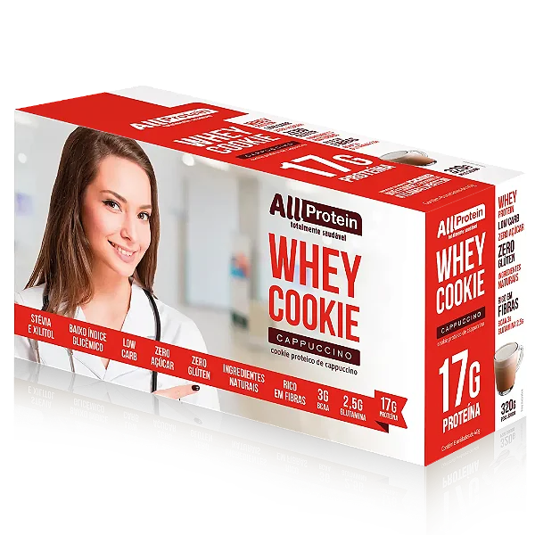 1 Caixa de Whey Cookie de Cappuccino All Protein 8 unidades de 40g - 320g