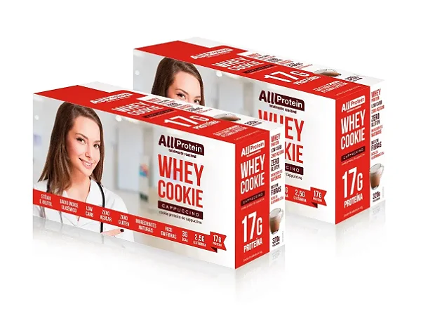 2 Caixas de Whey Cookie proteico de Cappuccino All Protein 16 unidades de 40g - 640g