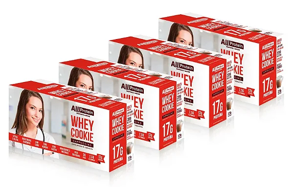 4 Caixas de Whey Cookie proteico de Cappuccino All Protein 32 unidades de 40g - 1280g