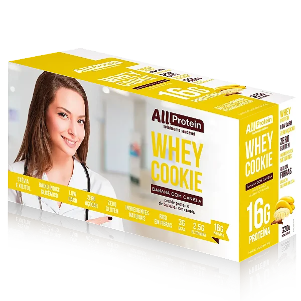 1 Caixa de Whey Cookie de Banana com Canela All Protein 8 unidades de 40g - 320g