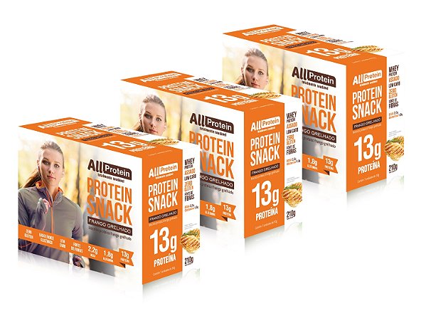 3 Caixas de Protein Snack Frango Grelhado All Protein 21 unidades de 30g - 630g