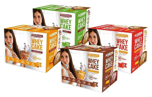 Bolo de Caneca Proteico Whey Cake 4 Caixas (48 saches) | All Protein