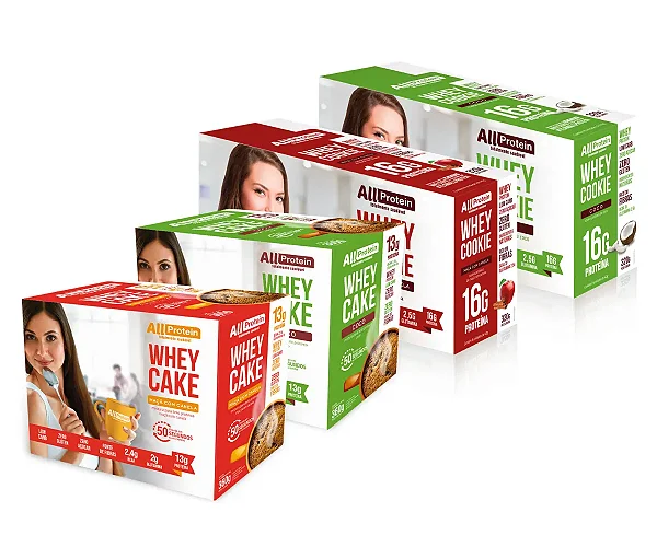 Combo All Protein 4 Caixas: Cakes e Cookies Proteicos - Coco e Maçã