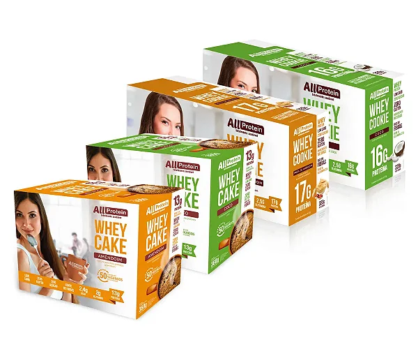 Combo All Protein 4 Caixas: Cakes e Cookies Proteicos - Coco e Amendoim
