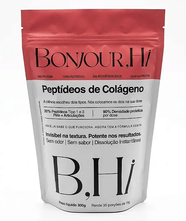 Peptídeos de Colágeno Hidrolisado Pepcol® Tipos 1 e 3 Bonjour 1 Pacote 300g (30 doses) | All Protein