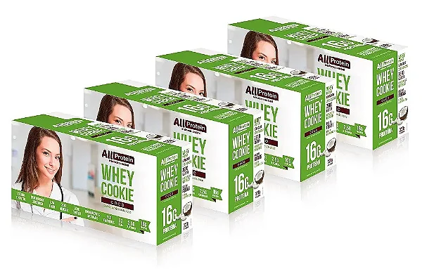 4 Caixas de Whey Cookie de Coco | All Protein 32 unidades de 40g - 1280g