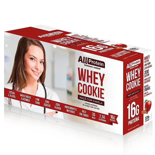 1 Caixa de Whey Cookie de Maçã com Canela | All Protein 8 unidades de 40g - 320g