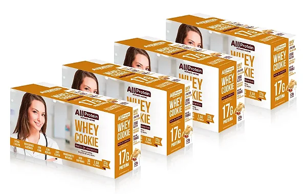 4 Caixas de Whey Cookie de Pasta de Amendoim | All Protein 32 unidades de 40g - 1280g