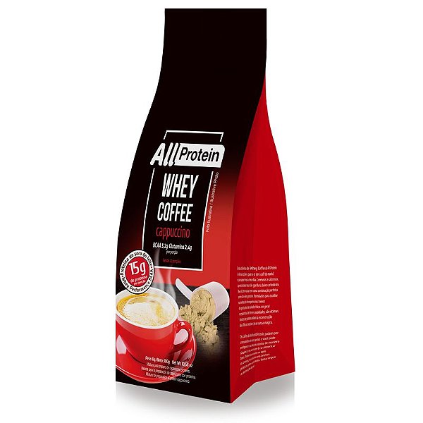 1 Pacote de Whey Coffee Cappuccino 300g (12 doses) - All Protein
