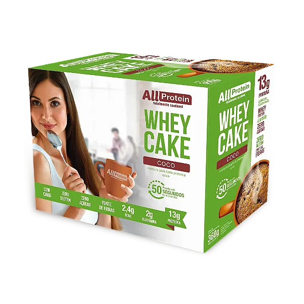 Whey Cake Bolo de Caneca Coco 12 saches 360g | All Protein
