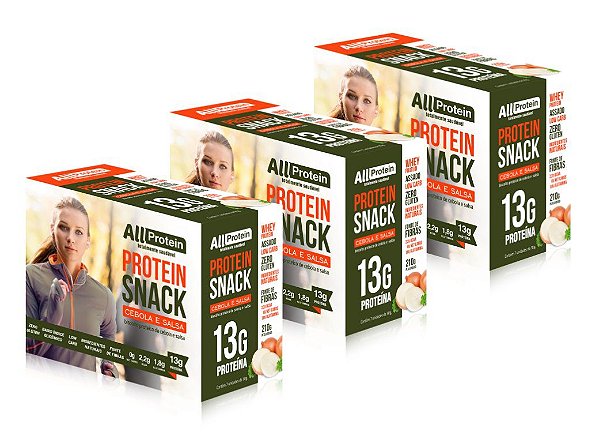3 Caixas de Protein Snack Cebola e Salsa All Protein 21 unidades de 30g - 630g