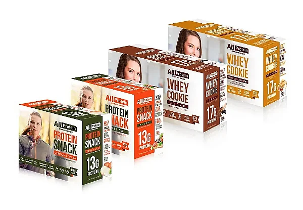Kit All Protein 4 Caixas: Cookie Amendoim e Cacau e Snack Cebola e Pizza