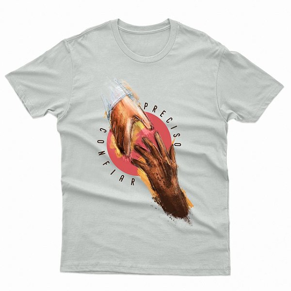 Camiseta Masculina Preciso Confiar Cinza - Coleção Stella Laura
