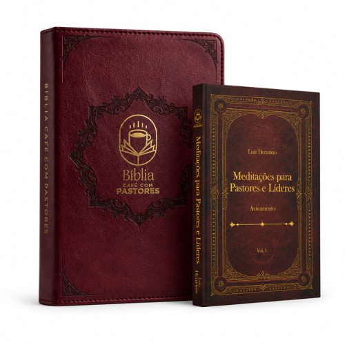 Kit Bíblia Café com Pastores Vinho + Livro Meditações para Pastores e Líderes | Avivamento Vol. 1