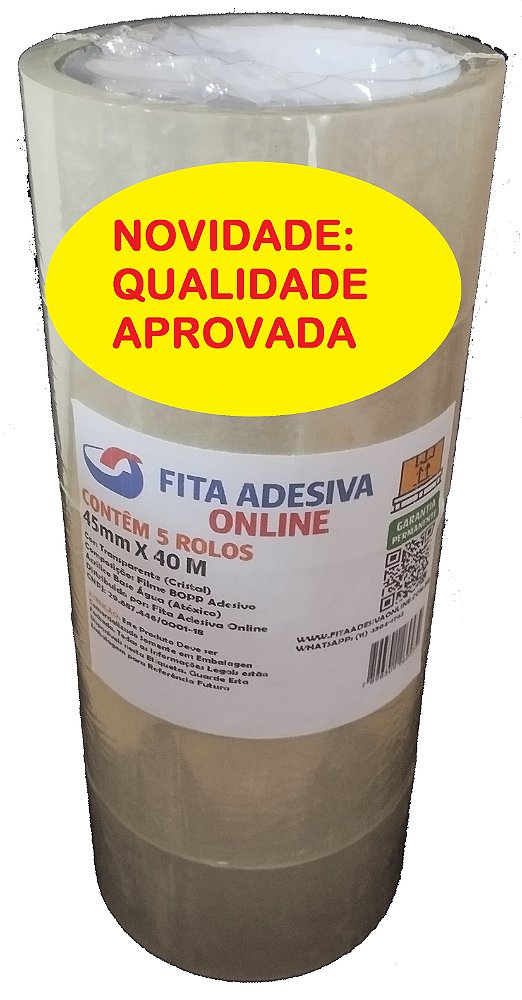 300 Un- Fita Adesiva Transparente Cristal/ Fechar Caixas 45x40 - Preço Atacado