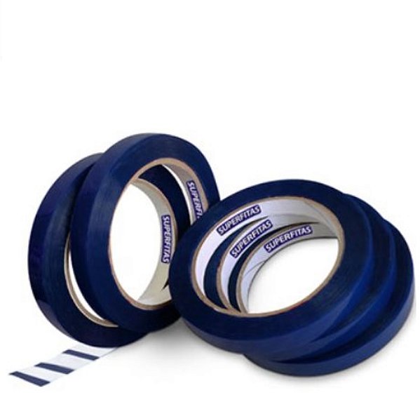Fita Zebrada Azul p/ Lacradora 12x80 Superfitas | Unitário | Praticidade no Fechamento