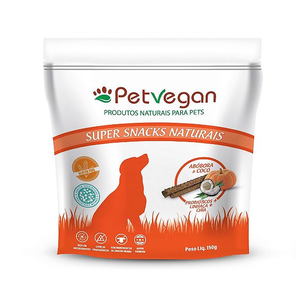 Petisco para Cachorro Snacks Natural Abóbora Côco Probióticos 150g Petvegan