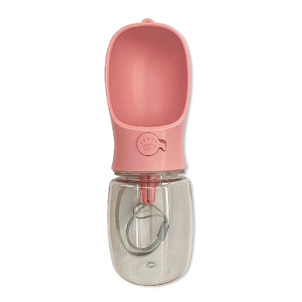 Bebedouro para Cães e Gatos Garrafa Portátil 350ml Rosa