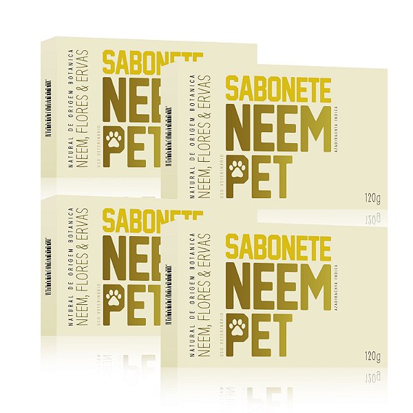 Kit 4 Sabonete Neem Pet para Cachorro e Gato 120g - Openeem