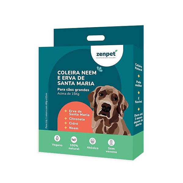 Coleira Natural com Neem e Erva-Santa-Maria para Cães Grandes | Zenpet