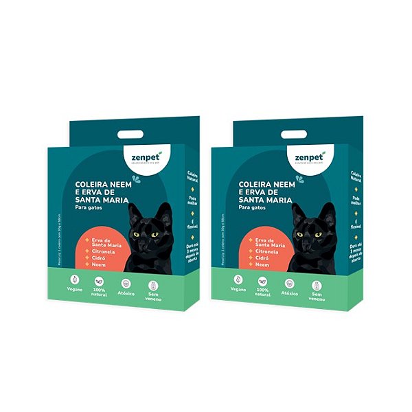 Kit com 2 Coleiras Naturais com Neem e Erva-Santa-Maria para Gatos | Zenpet