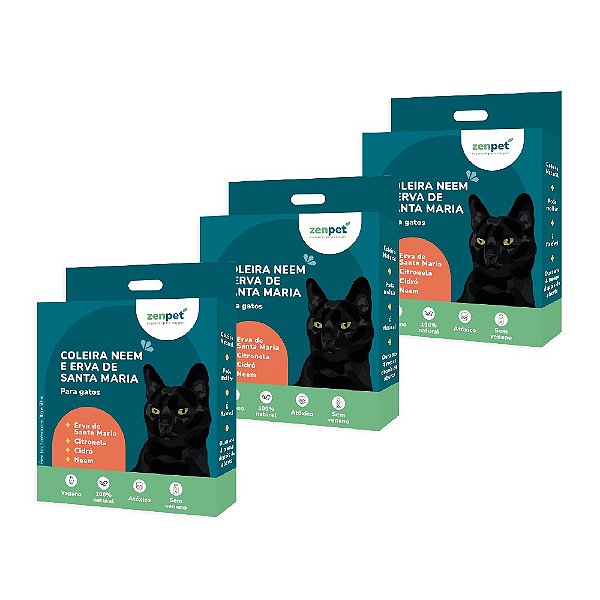 Kit 3 Coleiras Antipulgas Carrapatos para Gatos Zenpet