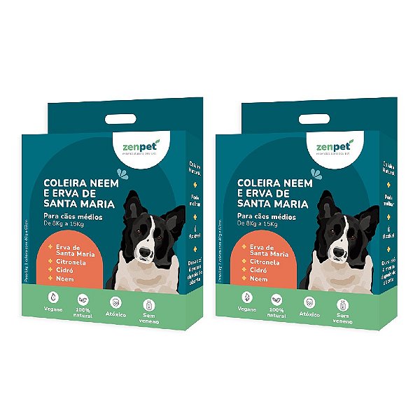 Kit 2 Coleiras Antipulgas Carrapatos Cães Médios Zenpet